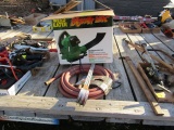 1015. UNUSED WEED EATER GAS BLOWER, SHORT HOSE, DRIVEWAY MARKERS