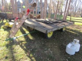 972. JOHN DEERE 4 WHEEL WAGON WITH CONVERTED BALL HITCH AND 8 FT. X 12 FT.W