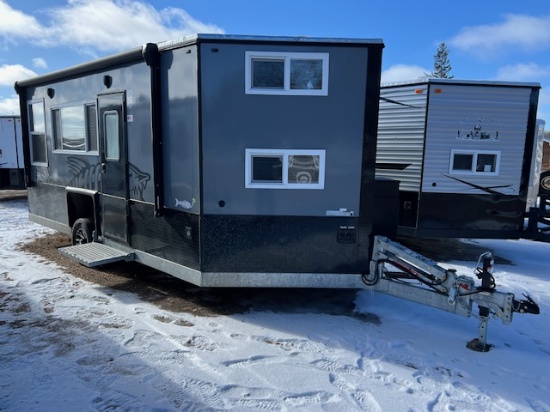 2024 8’ x 17’V American Surplus RV Edition Ice Castle Fish House on GS Trailers Galvanized