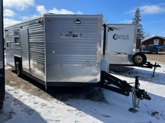 2024 8’ x 17’ V American Surplus Trophy Hunter Ice Castle Fish House on Valley HYD Single Axle Frame