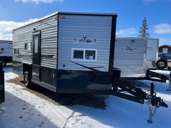 2024 8’ x 16’ V American Surplus Rod Father Ice Castle Fish House on Valley HYD Single Axle Frame,