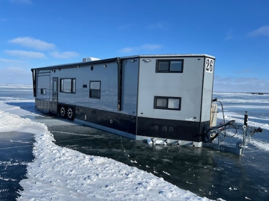 2022 8’ x 35’ Stub American Surplus RV Edition Ice Castle Fish House on GS Trailers