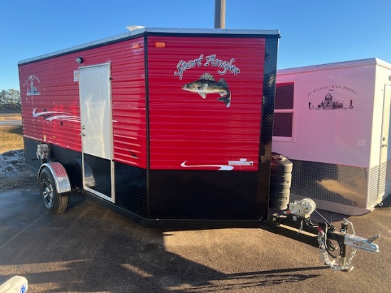 2025 6.5’ x 14’V American Surplus Sport Angler Ice Castle Fish House on GS Trailers Single Axle