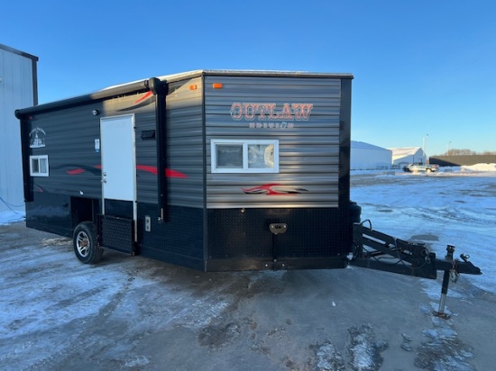 2017 8’ x 17’V American Surplus Outlaw Edition Ice Castle Fish House on Valley HYD Single Axle