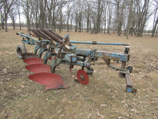 1219. FORD MODEL 151 4 X 16 INCH SPRING RESET SEMI-MOUNT PLOW, COULTERS