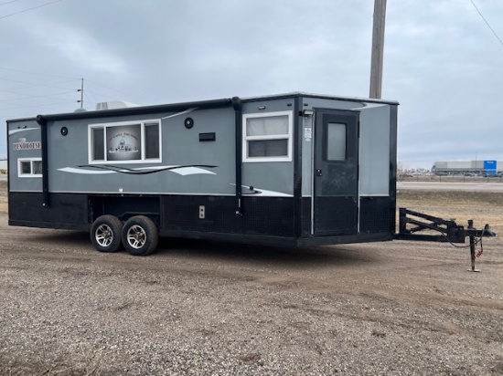 278. 2017 8’x21’ V American Surplus The Penthouse Ice Castle Fish House on Valley Tandem Axle