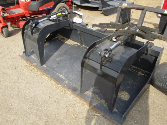 1472. 436-1032, UN USED 72 INCH PAN STYLE BUCKET WITH DOUBLE HYDRAULIC GRAP