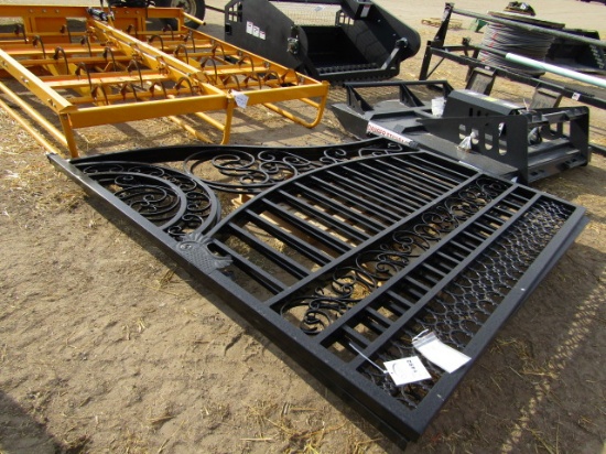 1492. 216-426, 14 FT. TWO PIECE DECORATIVE IRON GATE, TAX