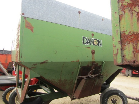 459-210-249, DAKON 300 BUSHEL GRAVITY BOX ON KASTER 4 WHEEL WAGON, TAX / SI