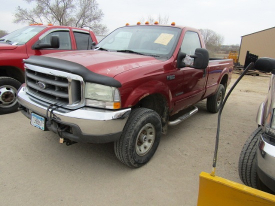 509. 262-442, 02 FORD F 350 ONE TON, 4 X 4, AT, 7.3 POWER STROKE DIESEL, WE
