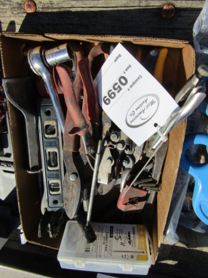 599. ½ INCH RATCHET, SHEARS, ALLEN WRENCHES, MISC. TOOLS