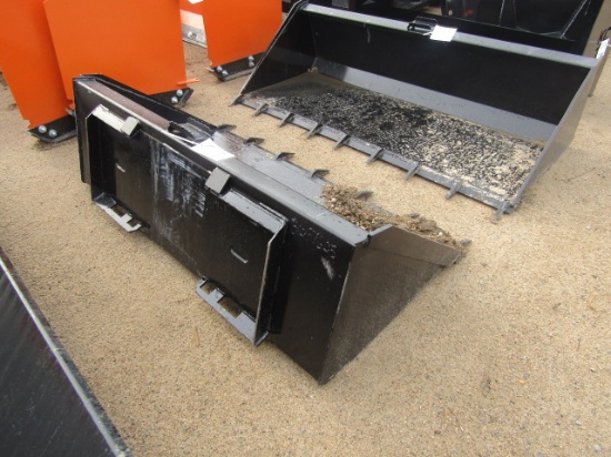 1038. 435-1236. UNUSED 66” SKID LOADER BUCKET WITH FROST TEETH, TAX