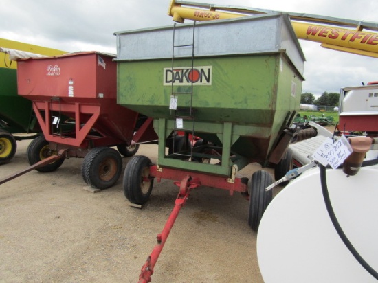 876. 236-444. DAKON GRAVITY BOX WITH EXTENSIONS ON MN 8 TON 4 WHEEL WAGON,
