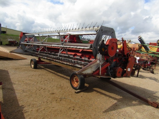 906. 292-614. MASSEY FERGUSON 20 FT. BEAN HEAD ON SHOP BUILT 4 WHEEL HEAD T