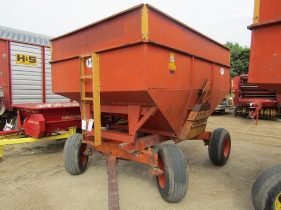978 412-1182 J&M 200 BUSHEL GRAVITY BOX, EXTITIONS, ON MN 10 TON GEAR, EXT. POLE, FLOTATION TIRES,