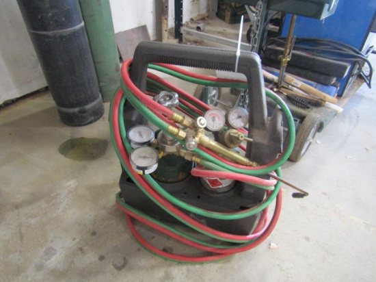 277. SMALLER ACETYLENE TORCH SET WITH GAUGES, CARG, TANKS, TAX