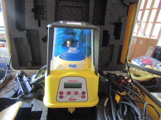 286. JAVELIN LEICA ROTATING SLOPE LASER WITH HARD SHELL CASE, TRIPOD, GRADE