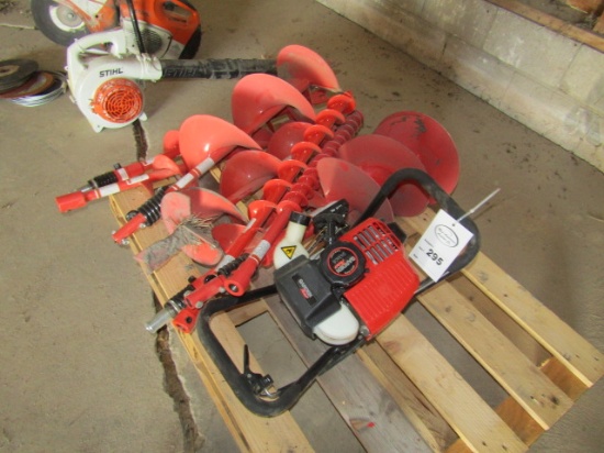 295. GAS POWERD HAND HELD AUGER WITH 8 INDIVIDUAL BITS, 2 – 12 INCH, TAX