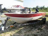 317. 2005 CRESTLINER 16 FT. ANGLER SC ALUMINUM FISHING BOAT, 60 H.P. MERCUR