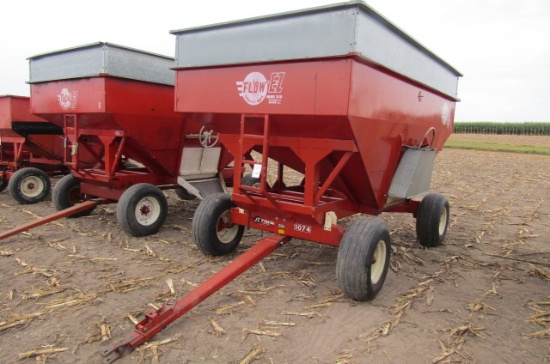 1214. EZ FLOW 300 BUSHEL +/- GRAVITY BOX WITH EXTENSIONS ON EZ TRAIL MODEL