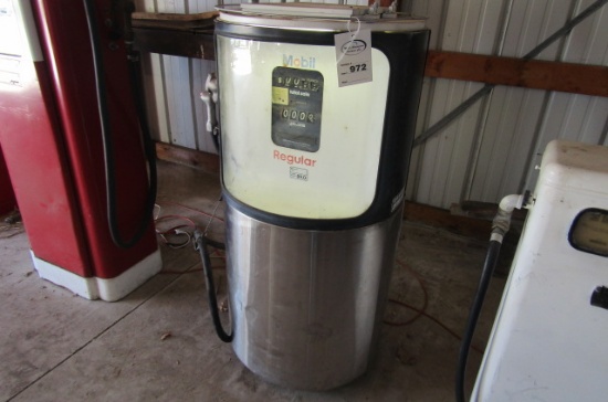 972. 1965 +/- WAYNE ROUND LIGHTED DOUBLE SIDE GAS PUMP USED BY MOBIL OIL