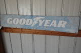 952. GOOD YEAR DOUBLE SIDED SIGN, ONE SIDE POOR COND. 12” X 65”