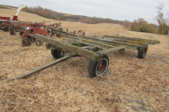 1372. WOODE TIMBER BALE RACK ON MN 7 TON FOUR WHEEL WAGON