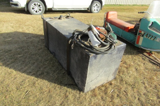 1264. 150 GALLON +/- FIELD SERVICE FUEL TANK WITH 12 VOLT PUMP