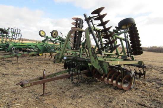 1273. JOHN DEERE MODEL 230 22 FT. HYD. FOLD DISC, DUAL WHEELS
