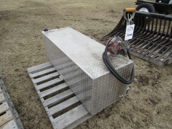 0740. Nice 80 Gallon +/- Diamond Aluminum Slide In Fuel Tank with Hand Pump