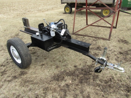 0742. Nice Shop Built Hydraulic Wood Splitter on Transport, Wisconsin Robin