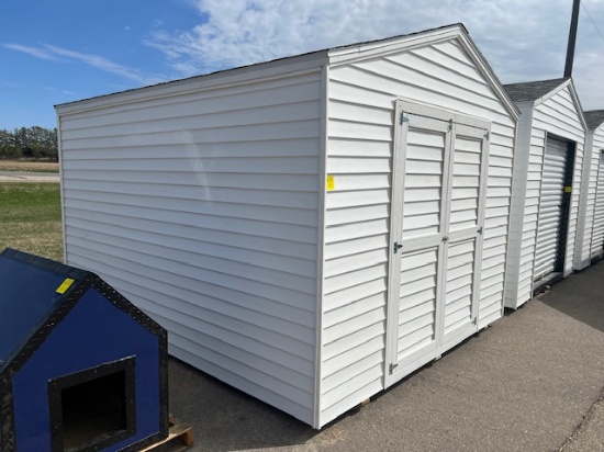 1969. 10’ x 12 Storage Sheds with Swing Doors, Approx 58” Opening White in Color,
