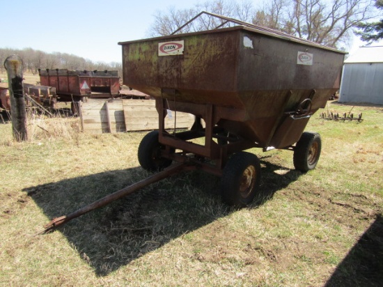 1306. DAKON # 231 GRAVTY BOX WITH METAL HOOPS FOR TARP ON HARMS FOUR WHEEL