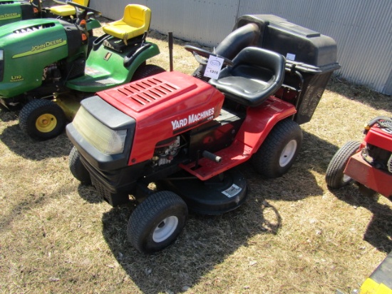 1315. YARD MACHINES 14.5 H.P. LAWN TRACTOR WITH 38 INCH DECK AND BAGGER