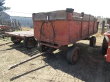1309. STANHOIST 6 FT. X 12 FT. STEEL BARGE BOX WITH HYD. HOIST ON FOUR WHEE