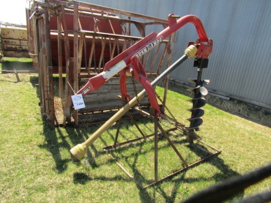 1355. Nice Bush Hog 3 Point Post Hole Digger, 12 Inch Auger on Stand