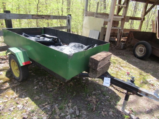 1431. 44” X 84” SHOP BUILT TWO WHEEL TRAILER, COVER, NOT TITLE