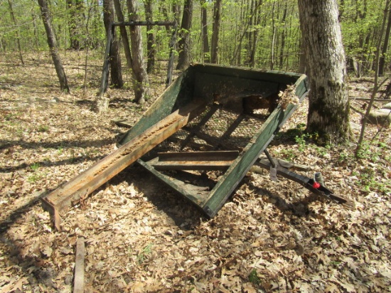 1447, PILE CONSISTING OF CLOTHESLINE POLES, ROAD DRAG, OLD TRAILER BOX, MIS