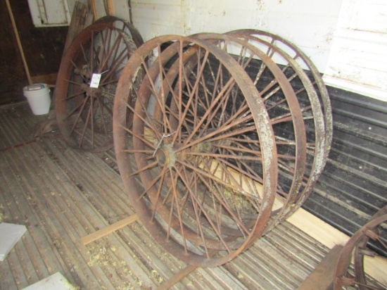 1452. (4) STEEL WHEELS – 48”, ONE MONEY FOR THE LOT