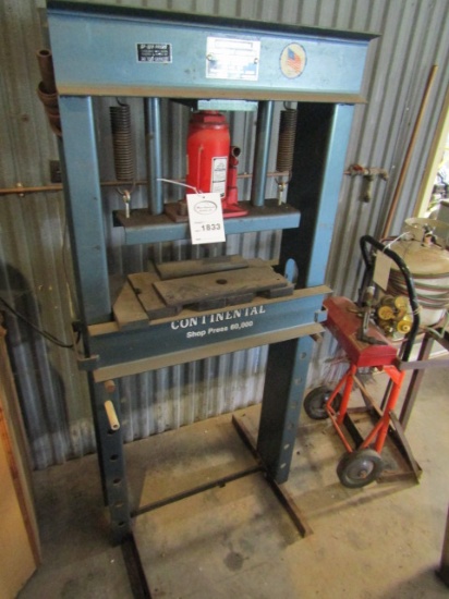 1833. CONTINENTAL 30 TON CAPACITY PRESS WITH 20 TON HYDRAULIC JACK AND ARBO