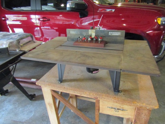 1842. CRAFTSMAN ROUTER WITH EXTRA BITS ON STAND