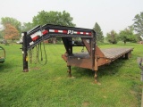 1650. 2014 PJ 36 FT. TANDEM AXLE DUAL WHEEL GOOSE NECK FLAT BED TRAILER, EL