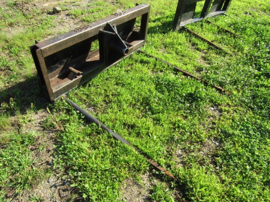 1718. SHOP BUILT 2 PRONG SKID LOADER MOUNTED BALE SPEAR