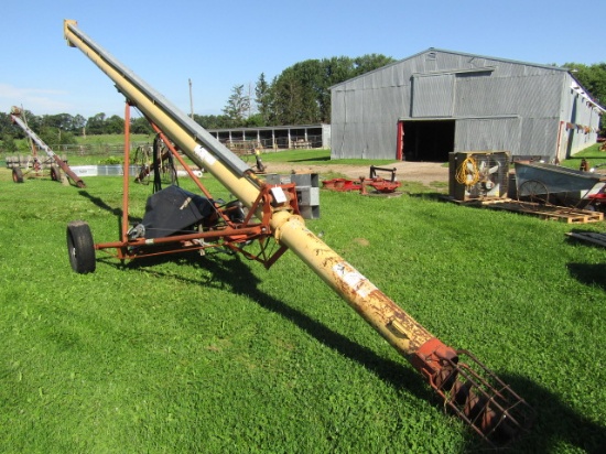 1726. WESTFIELD 8 INCH X 31 FT AUGER WITH NEWER 220V ELECTRIC MOTOR, AUGER