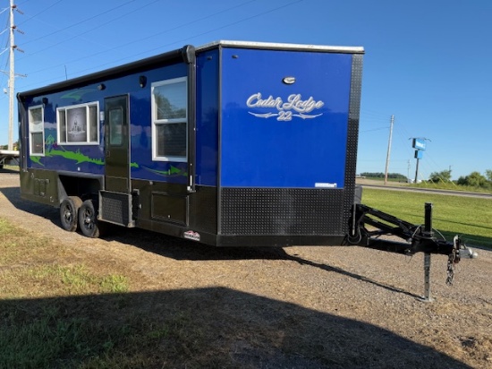 1768. 2021 8’ X 22’ V American Surplus Cedar Lodge Ice Castle Fish House