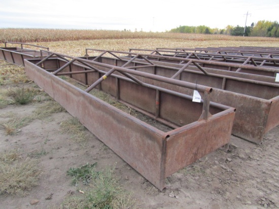 702. 4 FT. X 24 FT. BOTTOMLESS STEEL FEED BUNK WITH RAIL