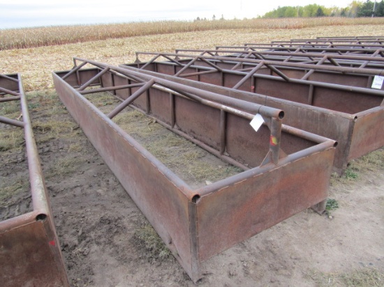 704. 4 FT. X 24 F. BOTTOMLESS STEEL FEED BUNK WITH RAIL