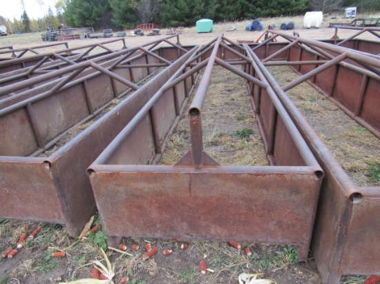 706. 4 FT. X 24 FT. BOTTOMLESS STEEL FEED BUNK WITH RAIL