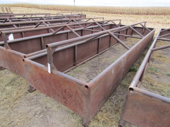 707. 4 FT. X 24 FT. BOTTOMLESS STEEL FEED BUNK WITH RAIL