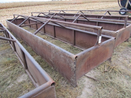 709. 4 FT. X 24 FT. BOTTOMLESS STEEL FEED BUNK WITH RAIL